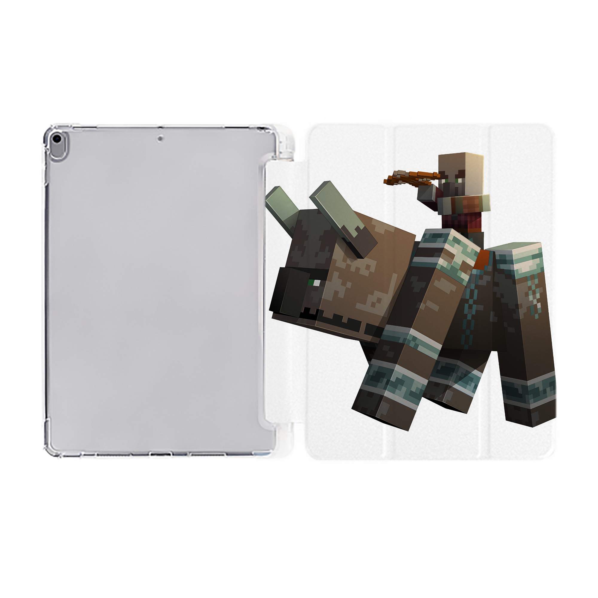 （画像用） マインクラフト ブロックの世界 Minecraft MC Block world IPad ケース ペン収納付き 三つ折りスタンド PUレザー×シリコン 対応機種9.5/10.5/10.9インチ